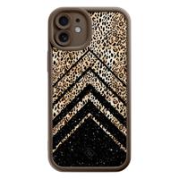 iPhone 12 bruine case - Luipaard chevron