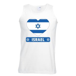 Israel hart vlag singlet shirt/ tanktop wit heren 2XL  -