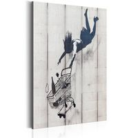 Schilderij - Shop Til You Drop by Banksy, Grijs/Zwart