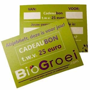 Cadeaubon Biogroei  | Waarde 25 euro