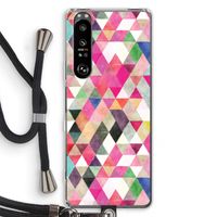 Gekleurde driehoekjes: Sony Xperia 1 III Transparant Hoesje met koord