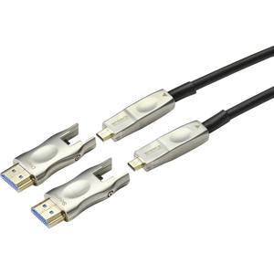 SpeaKa Professional SP-9538584 HDMI-kabel HDMI Adapterkabel HDMI-A-stekker, HDMI-micro-D-stekker, HDMI-A-stekker, HDMI-micro-D-stekker 50.00 m Zwart 4K UHD,