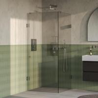 Brauer Void - Carving Douchecabine met Draaideur - Helder Glas - 90x90x200 cm - incl. Glascoating - PVD RVS-Kleurig Geborsteld