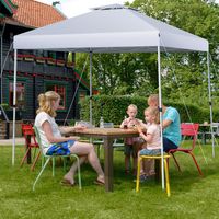 3 x 3 m Pop-Up Paviljoen Tuinpaviljoen met Dubbel Geventileerd Dak en Draagtas op Wieltjes UV-Bescherming 50+ Tuintent (Zilverwit) - thumbnail