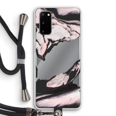 Roze stroom: Samsung Galaxy S20 Transparant Hoesje met koord
