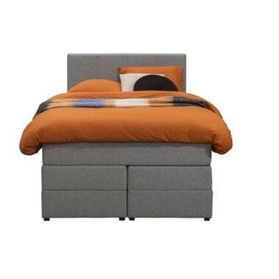 Boxspring met opbergruimte Liv geblokt - lichtgrijs - 120x200 cm - Leen Bakker