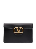 Valentino Garavani pochette en cuir Locò à détail VLOGO - Noir - thumbnail