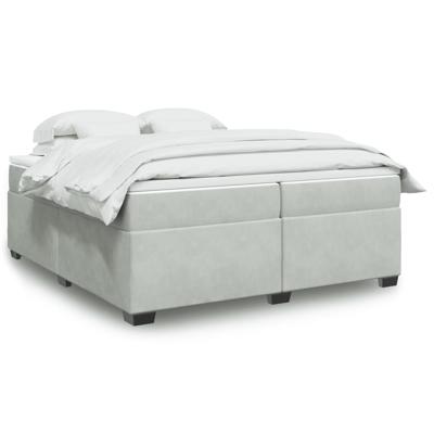 Boxspring met matras fluweel lichtgrijs 200x200 cm