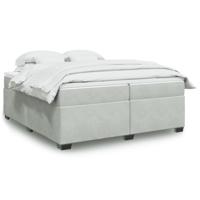Boxspring met matras fluweel lichtgrijs 200x200 cm