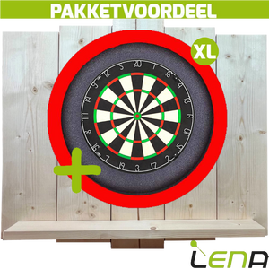 Lena Professional Dartbord + Lena Dartbordverlichting Basic XL Rood + Lena Wooden Wall Protector