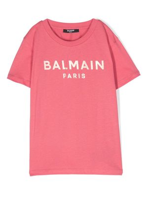 Balmain Kids t-shirt en coton à logo imprimé - Rouge