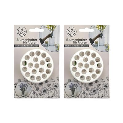 Alma Garden Bloemenschikker voor in vaas - 2x - bloemverdeler - boeketring - wit - vaas raster