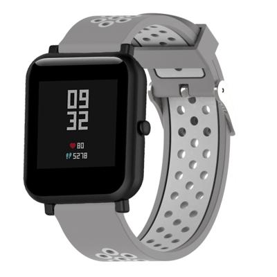 Dubbele kleur silicone sport polsband voor Xiaomi Huami Amazfit bip Lite versie 20mm (grijs wit)
