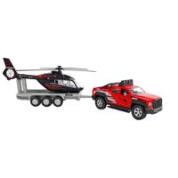 Kids Globe terreinwagen met trailer en helikopter - 35 cm