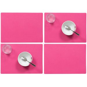 Set van 12x stuks stevige luxe Tafel placemats Plain fuchsia roze 30 x 43 cm