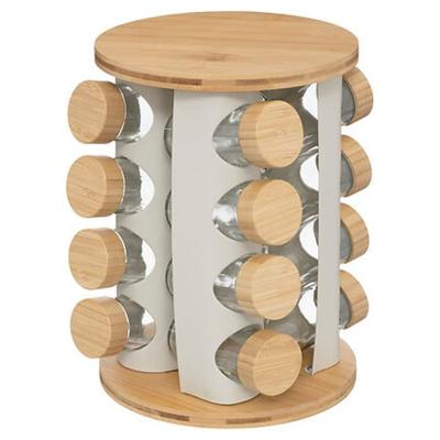 Kruidenrekje - 13 kruidenpotjes - D21 cm - wit / bamboe - kruiden potjes - keuken