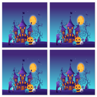 Spookachtig kerkhof met vleermuizen en pompoenen halloween onderz