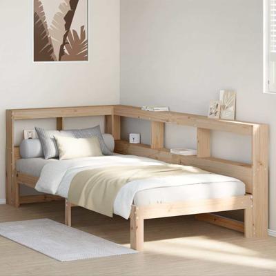 Bed met boekenkast zonder matras massief grenenhout 90x200 cm