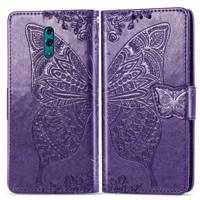 Butterfly Love bloemen reliëf horizontale Flip lederen case voor OPPO Reno met houder & kaartsleuven & portemonnee & Lanyard (donker paars)