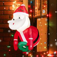 Opblaasbare Kerstman Uit het Raam 100 cm LED-Decoratie Kerstdecoratie voor Buiten Kerstdecoratie voor Binnenplaats/Tuin/Gazon