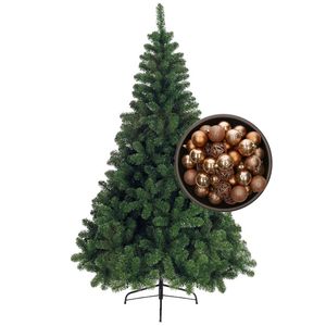 Bellatio Decorations kunst kerstboom 240 cm met kerstballen camel bruin - Kunstkerstboom