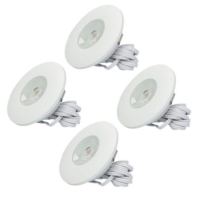 Set van 4 Pavo - Platte LED ipbouwspots met lage inbouwdiepte 12mm - 3 Watt 260 Lumen - 2700K Warm wit - Dimbaar - Rond - Meubelspot - IP44 waterdicht - Wit