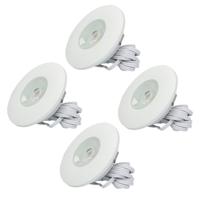 Set van 4 Pavo - Platte LED ipbouwspots met lage inbouwdiepte 12mm - 3 Watt 260 Lumen - 2700K Warm wit - Dimbaar - Rond - Meubelspot - IP44 waterdicht - Wit