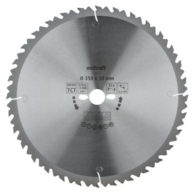 Wolfcraft HM Cirkelzaagblad | 32 td | Ø350 x 30 x 3,5mm | 1 stuk - 6666000