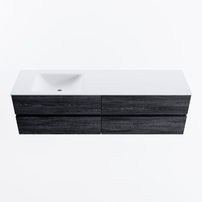MONDIAZ VICA 170cm badmeubel onderkast Antracite 4 lades. Wastafel CLOUD links 1 kraangat, kleur Talc.