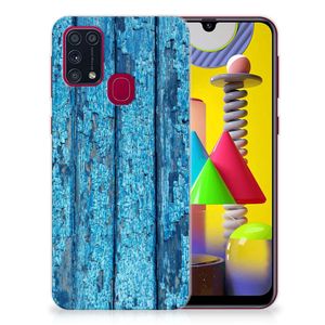 Samsung Galaxy M31 Bumper Hoesje Wood Blue