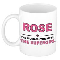 Naam cadeau mok/ beker Rose The woman, The myth the supergirl 300 ml - Naam mokken