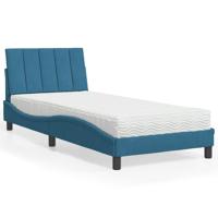 Bed met matras "Hanko" fluweel blauw 80x200 cm