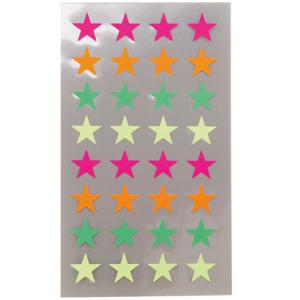 Hobby stickers - 256x stuks - sterren neon kleuren - sticker etiketten - dia 18 mm