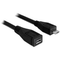 Delock USB-kabel USB 2.0 USB-micro-B stekker, USB-micro-B bus 1 m Zwart 83248