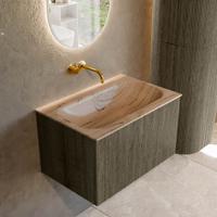 Badmeubel Mondiaz Kurve-Dlux | 70 cm | Meubelkleur Shadow | Wastafelkleur Arena | Solid surface | Wasbak midden spoelbak | Zonder kraangat(en)