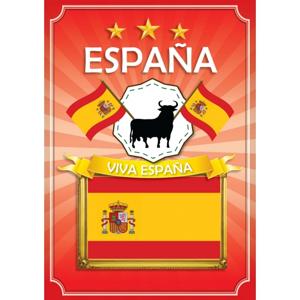 Poster Viva Spanje - landenvlag thema versiering - Spaanse feestartikelen - 59 x 42 cm - versiering