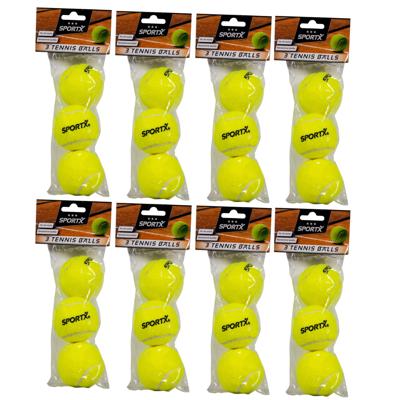 Sportx Tennisballen - 24x - geel - rubber/katoen - standaard formaat - buitenspeelgoed