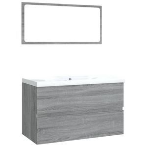 The Living Store Wastafelkast Grijs Sonoma Eiken - Badkamermeubelset met Lade - 80x39.5x45 cm