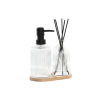 Badset Home ESPRIT Zwart Transparant Bamboe Kristal Modern 3 Onderdelen