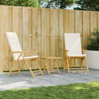 Tuinstoelen 2 st inklapbaar met kussens bamboe