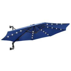 VidaXL Wandparasol met led&apos;s 300 cm blauw