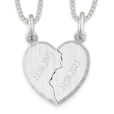 Echte zilver gebroken hart ketting graveren - naam