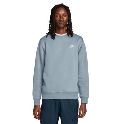 Nike Sportswear Club Fleece Crew Sweater Blauwgrijs Wit Nike Sportswear Club Fleece Crew Sweater Blauwgrijs Wit