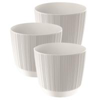 Prosperplast Plantenpot - 3x stuks - stripe - wit - D13xH11 cm