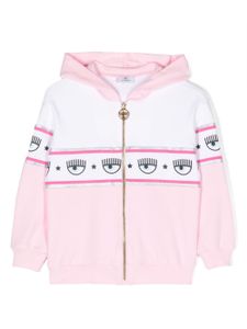 Chiara Ferragni Kids hoodie zippé à imprimé Eyelike - Blanc