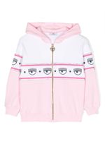 Chiara Ferragni Kids hoodie zippé à imprimé Eyelike - Blanc - thumbnail