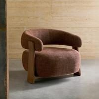 Kave Home Fauteuil 'Granite' Chenille en essenhout, kleur Bruin