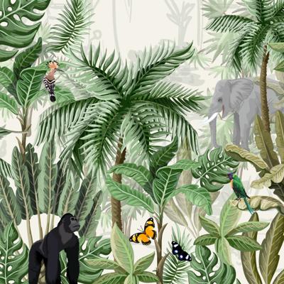 Paperdesign Safari thema servetten - 20x - jungle/regenwoud print - 33 x 33 cm - 3 laags