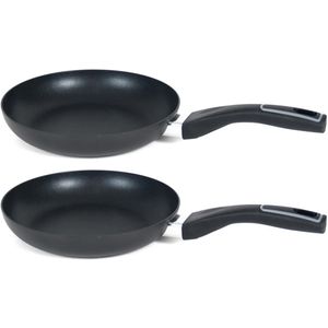 Set van 2x stuks aluminium zwarte koekenpan/hapjespan Gusto met anti-aanbak laag 30 cm