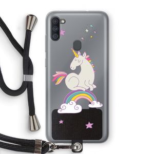 Regenboog eenhoorn: Samsung Galaxy A11 Transparant Hoesje met koord
